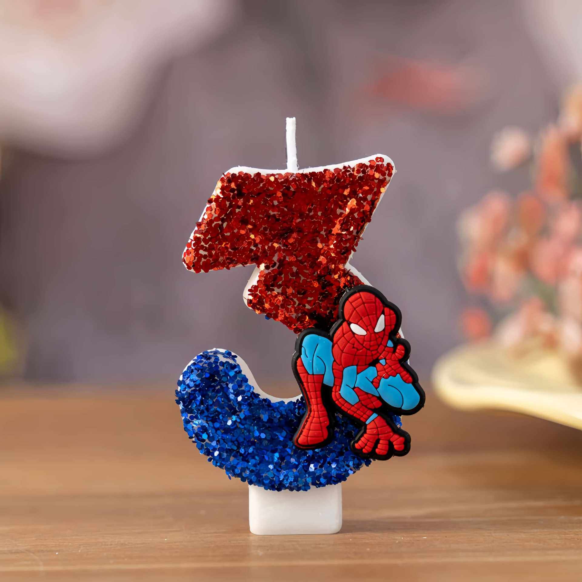 Holiday Candle Set - 0-9 Superhero SpiderMan Fun Figure Candles