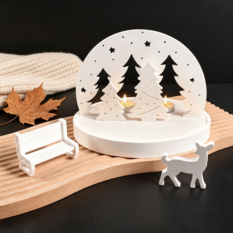 Holiday Candle Set - Christmas Elk Tealight Candle Holder Silicone