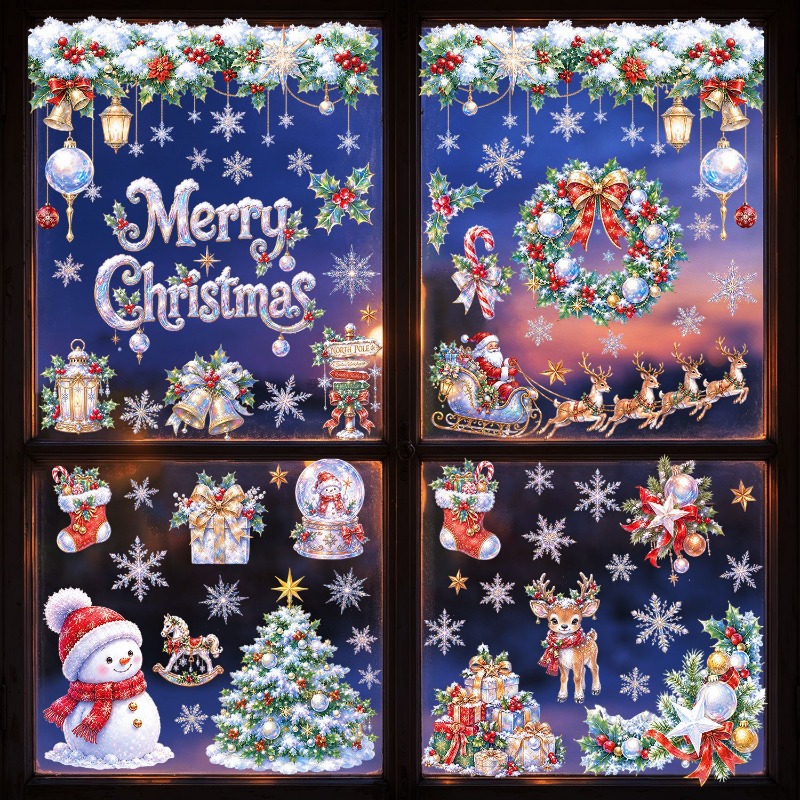 9 Sheets Christmas Static Wind - Snowflake Window Decal review and price
