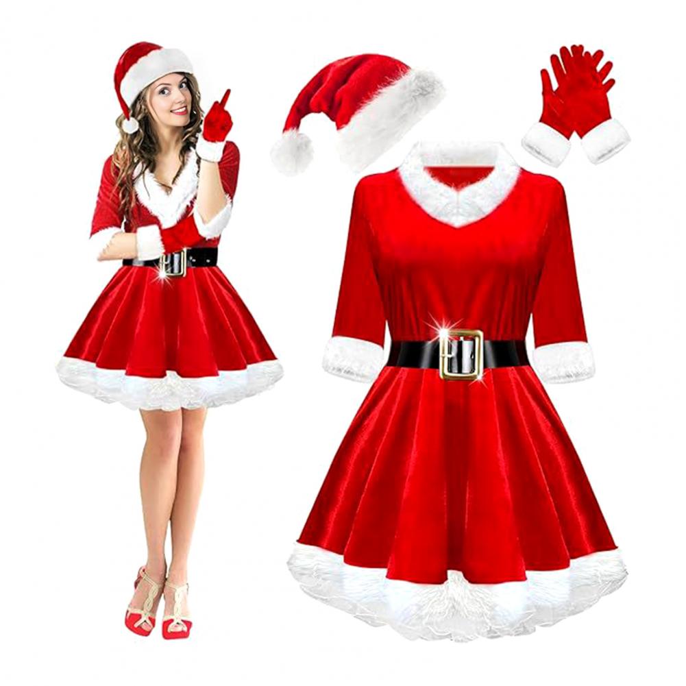 4 Pcs Mrs. Claus Costume Set W - Elf Costume Christmas review and price