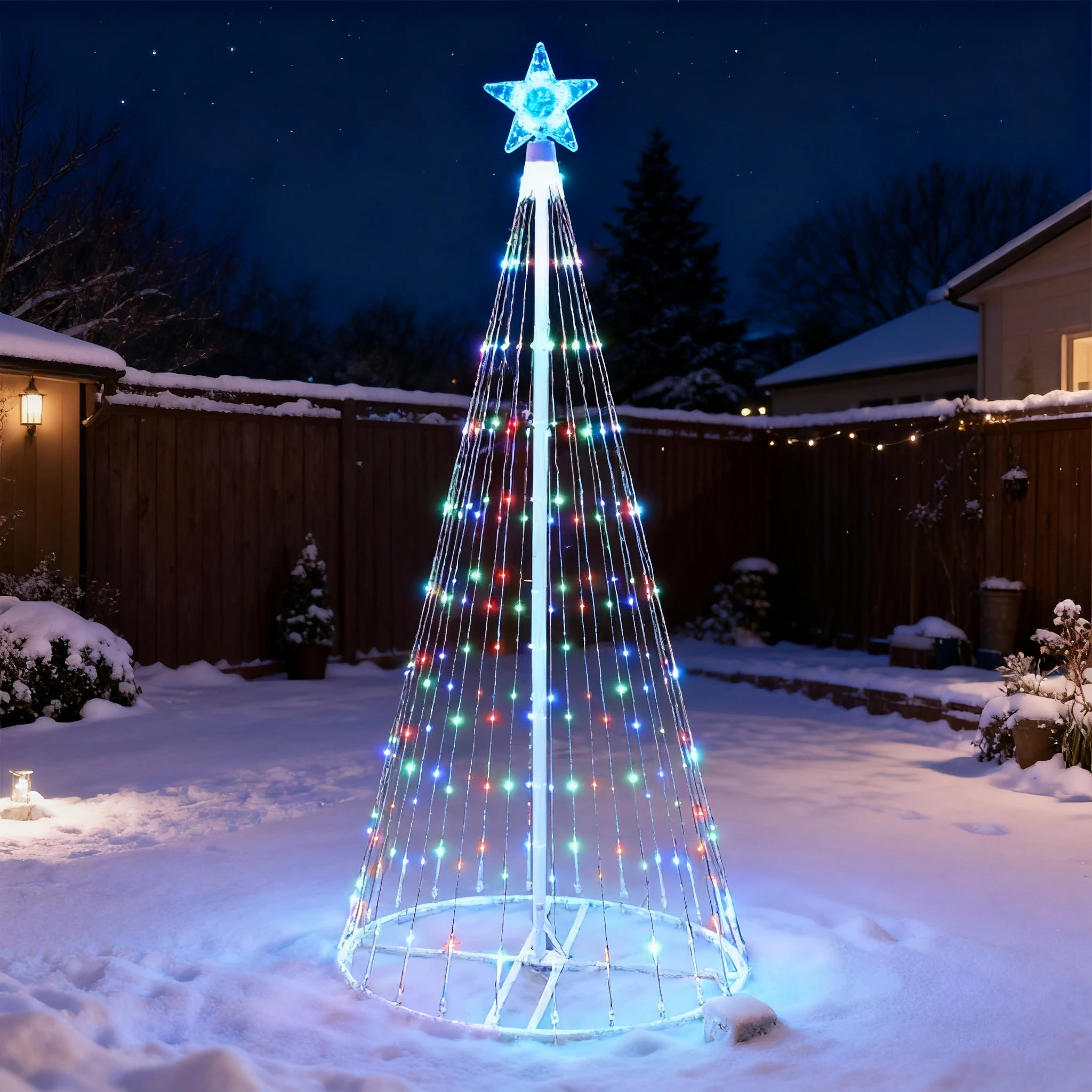 Solar-Powered LED Waterfall St - Star Tree Topper review and price