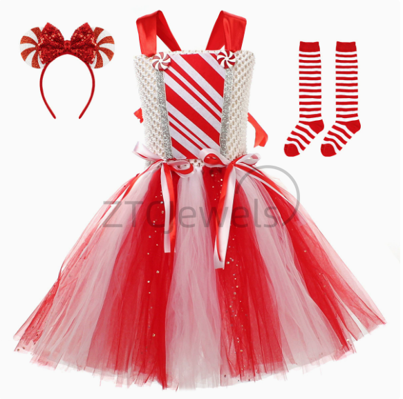 Girls Christmas Candy Cane Tut - Elf Costume Christmas review and price