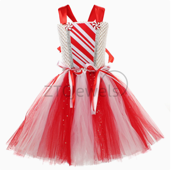 Girls Christmas Candy Cane Tut - Elf Costume Christmas review and price
