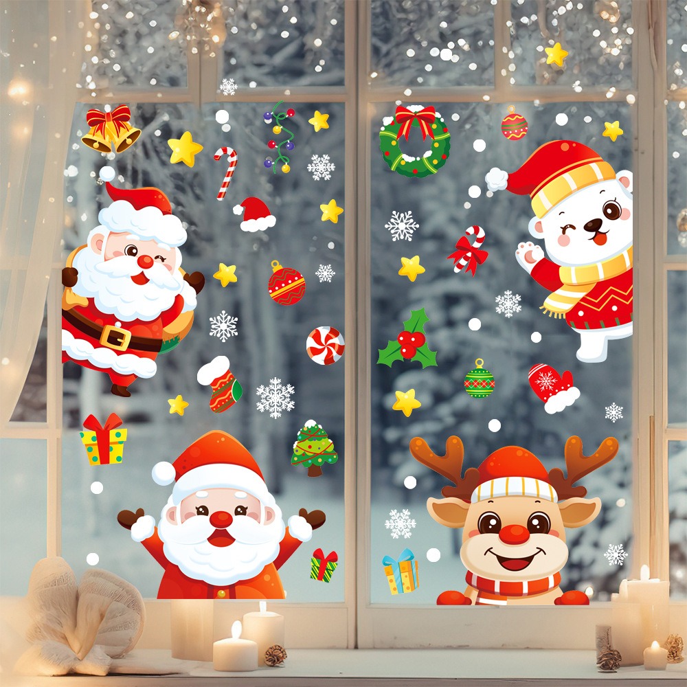 Cartoon Christmas Santa Claus  - Snowflake Window Decal review and price