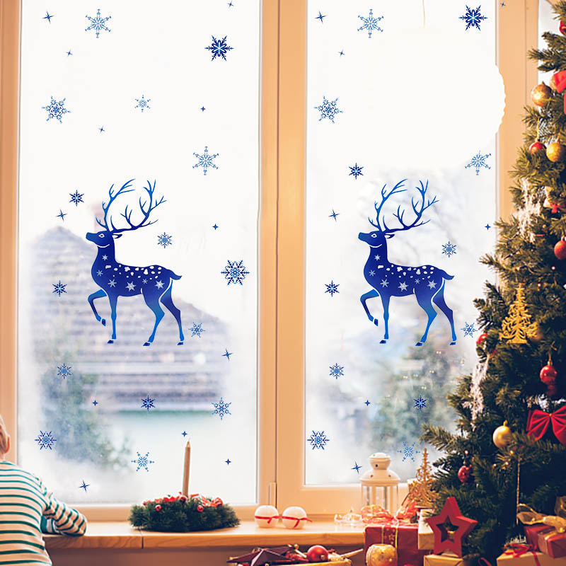 Christmas Window Stickers Elk  - Snowflake Window Decal review and price
